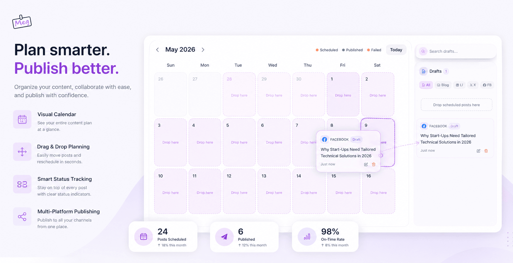 Auto-Schedule Facebook and Instagram with Meet Meg